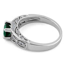 Sterling Silver Emerald Round Cut Engagement CZ Ring