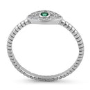 Sterling Silver Emerald Stone Evil Eye CZ Ring