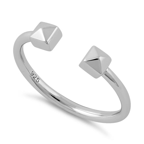 Sterling Silver End to End Pyramid Square Ring
