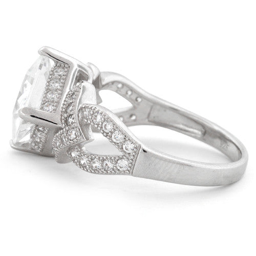 Sterling Silver Engagement Pave CZ Ring