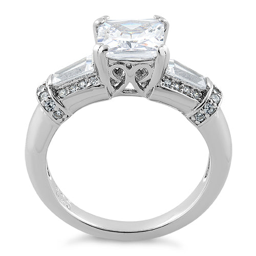 Sterling Silver Engagement Princess Cut CZ Ring