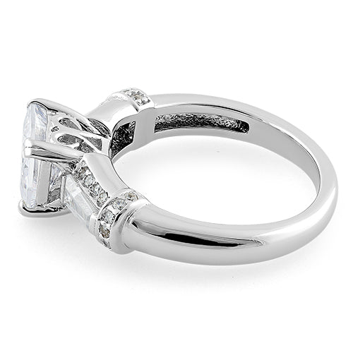 Sterling Silver Engagement Princess Cut CZ Ring