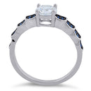 Sterling Silver Engagement Round Cut Blue CZ Ring