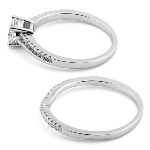 Sterling Silver Engagement Set CZ Ring