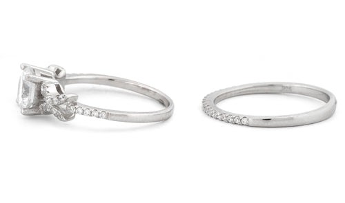 Sterling Silver Engangement Pave CZ Set Ring