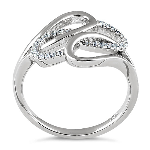 Sterling Silver Entangled Clear CZ Ring