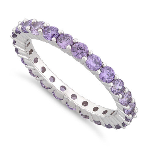 Sterling Silver Eternity Amethyst CZ Ring