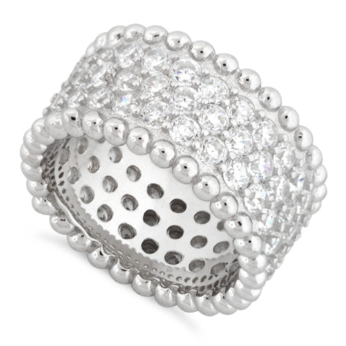 Sterling Silver Eternity Beads Pave CZ Ring