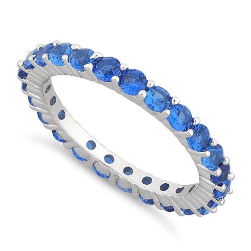 Sterling Silver Eternity Blue Sapphire CZ Ring