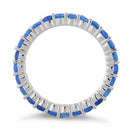 Sterling Silver Eternity Blue Sapphire CZ Ring