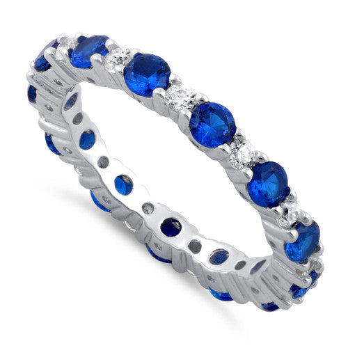 Sterling Silver Eternity Blue Spinel CZ Ring