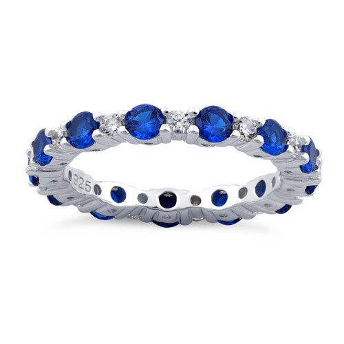 Sterling Silver Eternity Blue Spinel CZ Ring