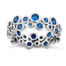 Sterling Silver Eternity Bubbles Blue Spinel CZ Ring