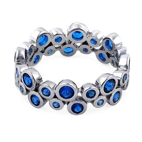 Sterling Silver Eternity Bubbles Blue Spinel CZ Ring