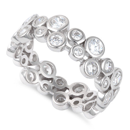 Sterling Silver Eternity Bubbles CZ Ring