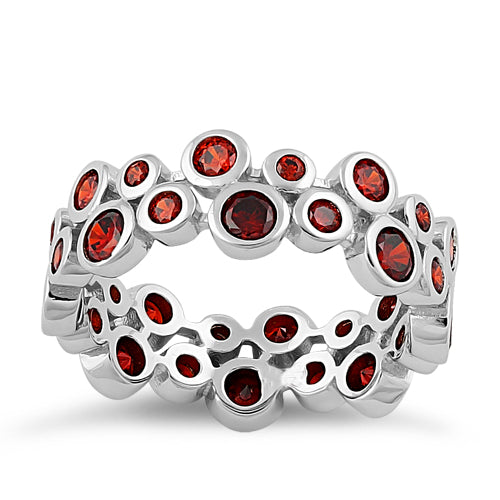 Sterling Silver Eternity Bubbles Dark Garnet CZ Ring