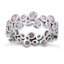 Sterling Silver Eternity Bubbles Pink CZ Ring