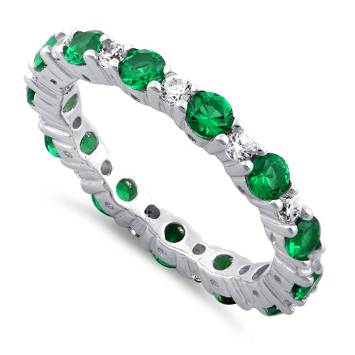 Sterling Silver Eternity Emerald CZ Ring