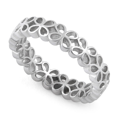 Sterling Silver Eternity Hollow Flower Ring