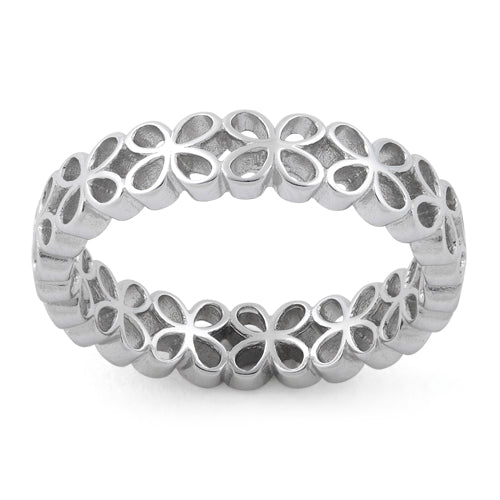 Sterling Silver Eternity Hollow Flower Ring
