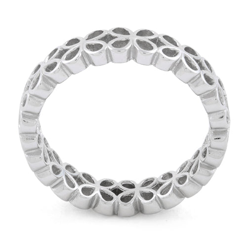 Sterling Silver Eternity Hollow Flower Ring