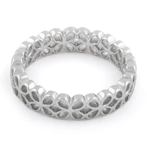 Sterling Silver Eternity Hollow Flower Ring