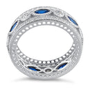 Sterling Silver Eternity Marquise & Round Blue Spinel CZ Ring