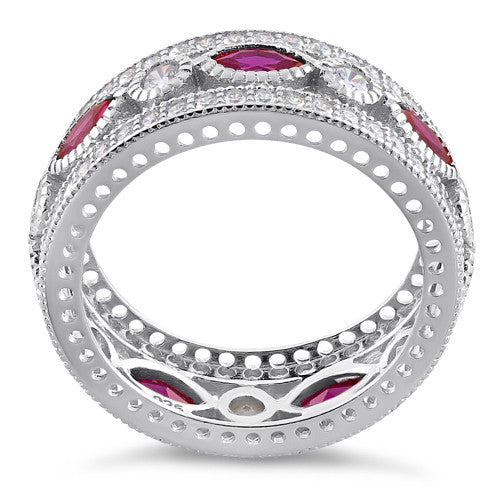 Sterling Silver Eternity Marquise & Round Ruby CZ Ring