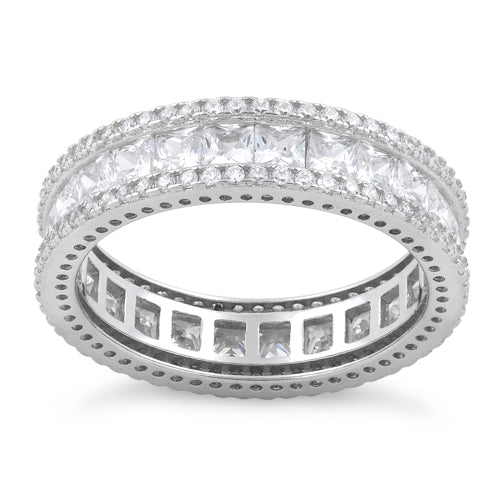 Sterling Silver Eternity Princess Cut CZ Ring