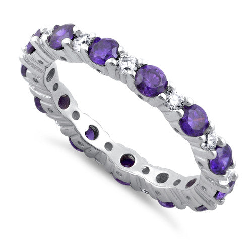 Sterling Silver Eternity Amethyst CZ Ring