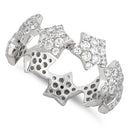 Sterling Silver Eternity Stars Pave CZ Ring