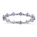 Sterling Silver Eternity Thin Amethyst CZ Ring