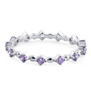 Sterling Silver Eternity Thin Amethyst CZ Ring