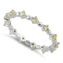 Sterling Silver Eternity Thin Apple Green CZ Ring