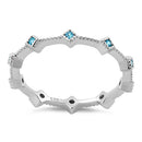 Sterling Silver Eternity Thin Aqua Blue CZ Ring