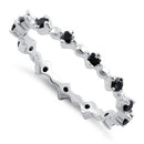 Sterling Silver Eternity Thin Black Spinel CZ Ring