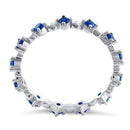 Sterling Silver Eternity Thin Blue Spinel CZ Ring