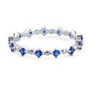 Sterling Silver Eternity Thin Blue Spinel CZ Ring