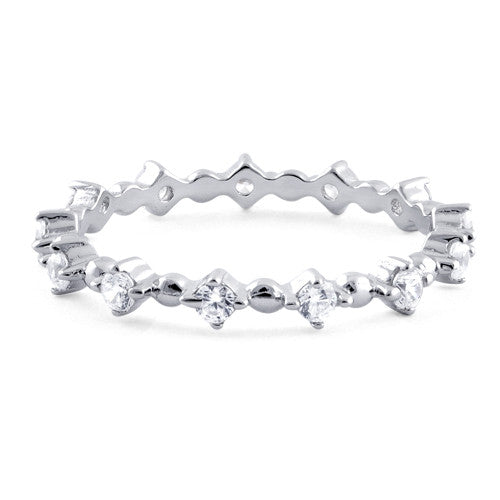 Sterling Silver Eternity Thin CZ Ring