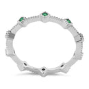 Sterling Silver Eternity Thin Emerald CZ Ring