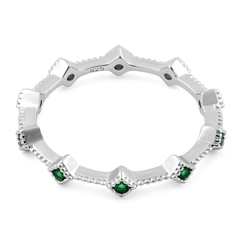 Sterling Silver Eternity Thin Emerald CZ Ring