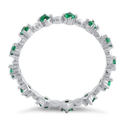 Sterling Silver Eternity Thin Emerald CZ Ring