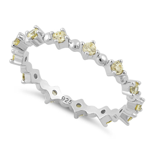 Sterling Silver Eternity Thin Golden Yellow CZ Ring
