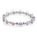 Sterling Silver Eternity Thin Pink CZ Ring