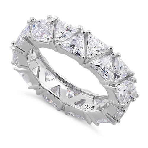 Sterling Silver Eternity Triangle Clear CZ Ring