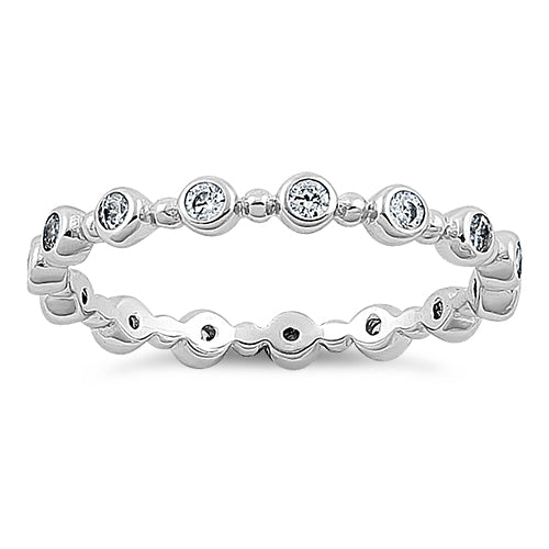 Sterling Silver Ethereal Round Cut Clear CZ Eternity Ring