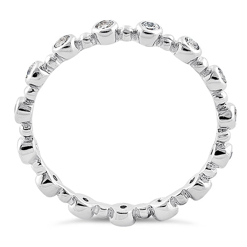 Sterling Silver Ethereal Round Cut Clear CZ Eternity Ring