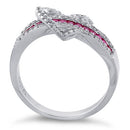 Sterling Silver Exotic Heart Ruby CZ Ring