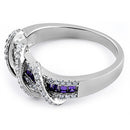 Sterling Silver Exotic Twisted Amethyst & Clear CZ Ring