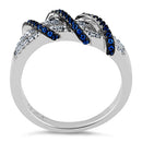 Sterling Silver Exotic Twisted Blue Spinel CZ Ring